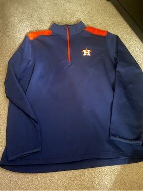 Houston Astros Navy & Orange Quarter-Zip Pullover
